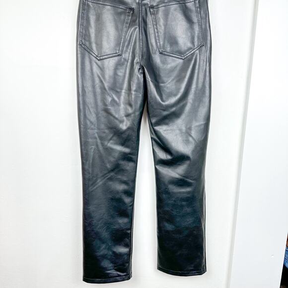 Abercrombie & Fitch Vegan Leather Pants The 90s Straight Ultra High Rise Short - Picture 4 of 7